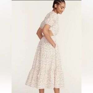 J. Crew Side-Cutout Cotton Poplin Dress Meadow Floral Short Sleeve Size 10